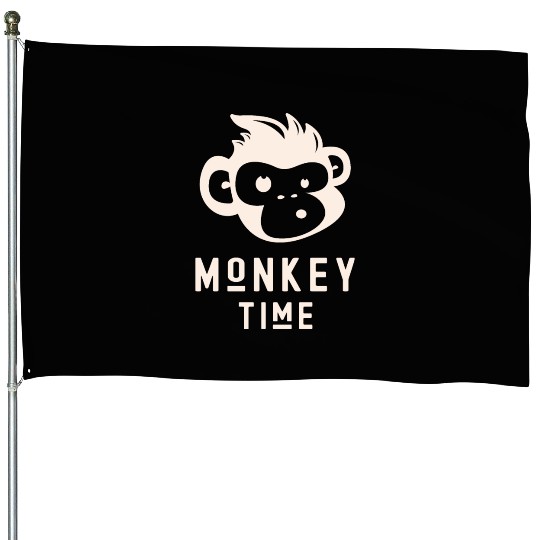It's Monkey Time Cute Funny Monkey Face House Flags