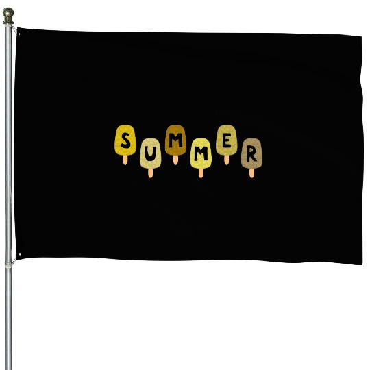 Yellow ICE CREAM STICKS with SUMMER Word House Flags