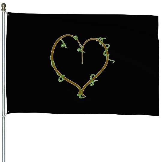 brown heart nature green line icon House Flags