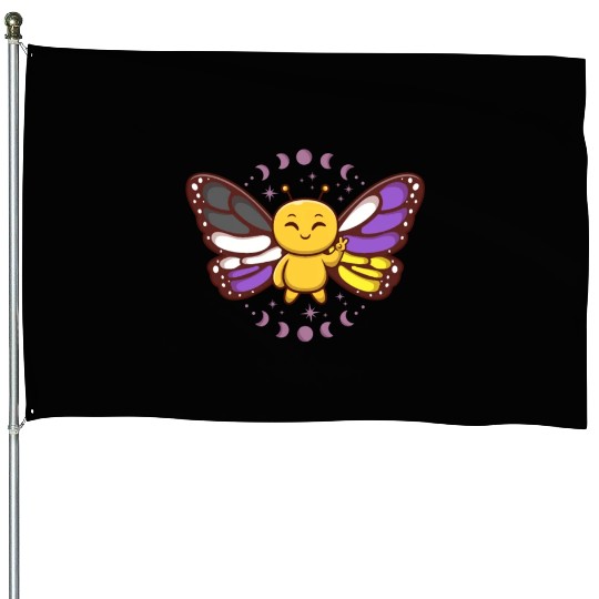 Gender Non-Binary Monarch Butterfly Subtle Pride House Flags