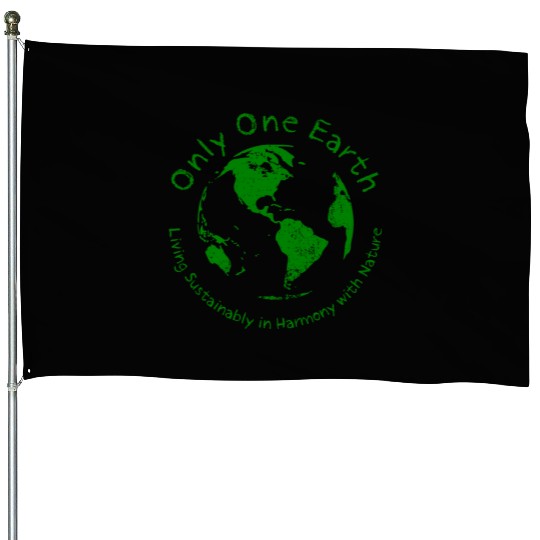 Only One Earth - dark green vintage design House Flags