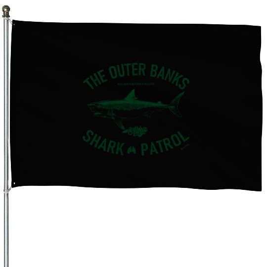 OBX Shark Patrol OBX Vintage Dark Green House Flags
