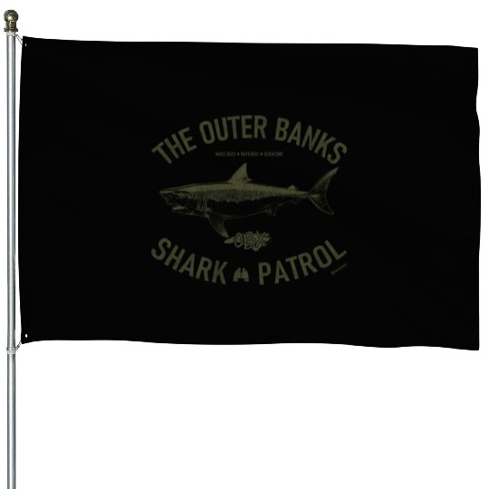 OBX Shark Patrol OBX Vintage Army Green House Flags