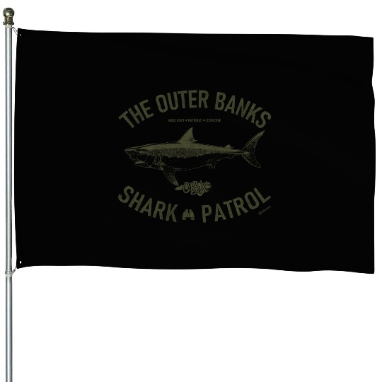 OBX Shark Patrol OBX Vintage Army Green House Flags