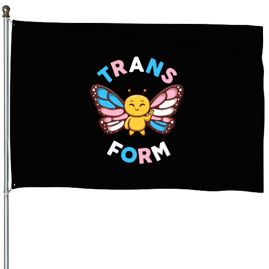 Transgender Monarch Butterfly Trans Form Kawaii House Flags