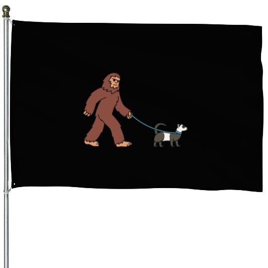 Bigfoot Sasquatch Walking Ferret House Flags