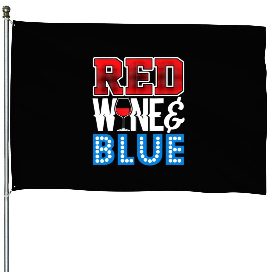 4th Of July Patriotic Red Wine Lover Cute Drinking House Flags