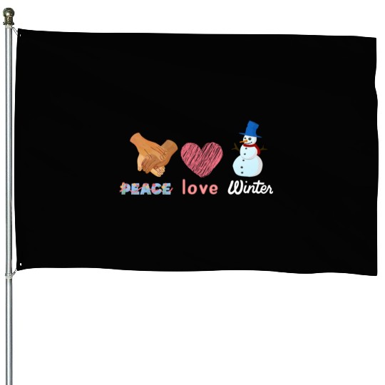 peace, love, winter House Flags