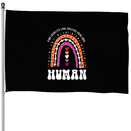 Human Lesbian Pride Boho Rainbow House Flags