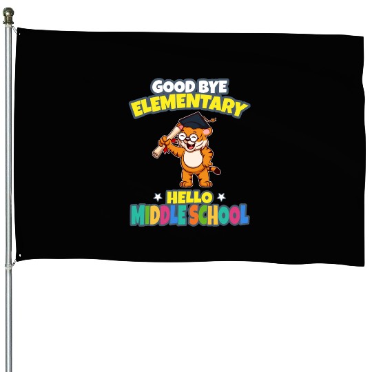 Good Bye Elementary Hello Middle School Graduation House Flags