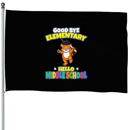 Good Bye Elementary Hello Middle School Graduation House Flags