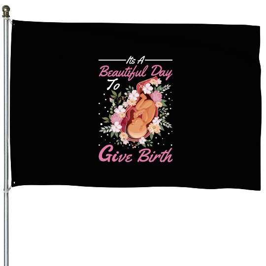 Midwife Cute Flowers Baby Catcher Doula House Flags