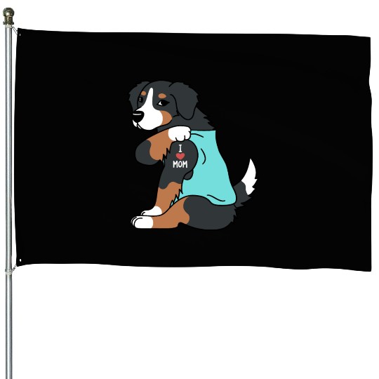 I Love Mom Tattoo Bernese Mountain Dog House Flags