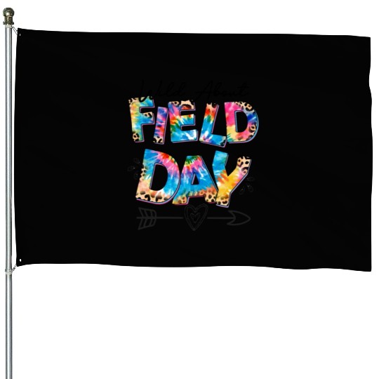 Tie dye leopard Wild About Field Day Teacher Kids House Flags