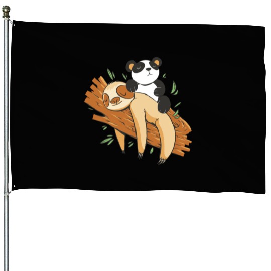 Sloth and Panda House Flags