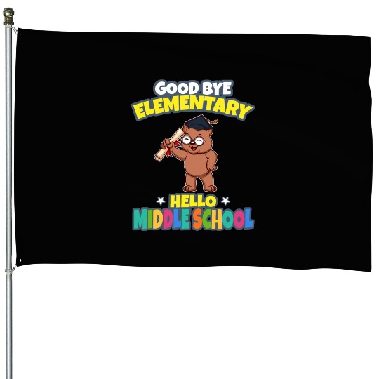 Good Bye Elementary Hello Middle School Graduation House Flags
