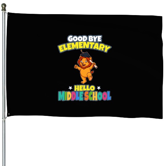 Good Bye Elementary Hello Middle School Graduation House Flags