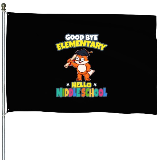 Good Bye Elementary Hello Middle School Graduation House Flags