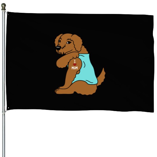 I Love Mom Tattoo Goldendoodle House Flags