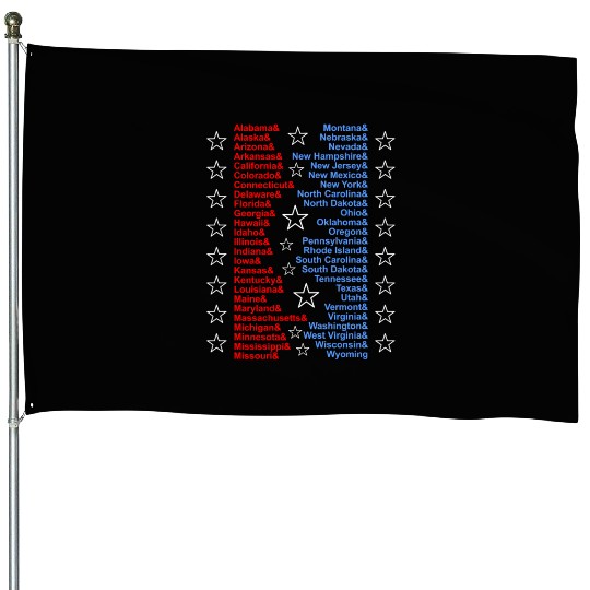 Patriotic Fifty States Red White Blue House Flags