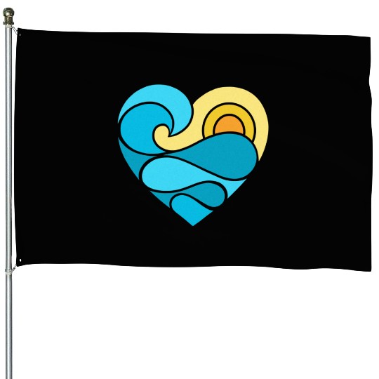 Summer Heart Ocean House Flags