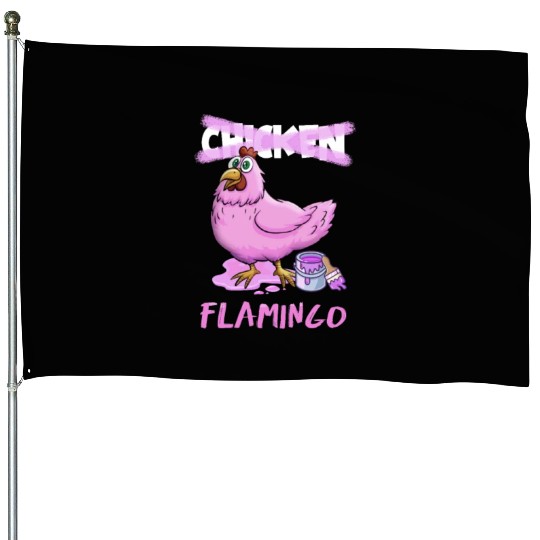 Huhn As Flamingo Cartoon House Flags