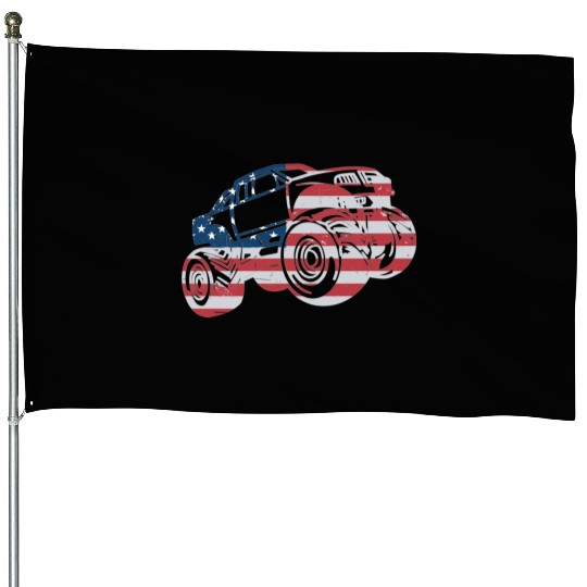 Monster Truck American Flag Racing USA Patriotic House Flags