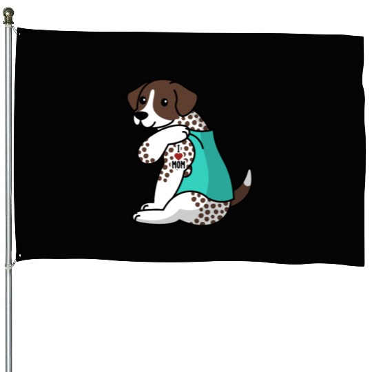 I Love Mom Tattoo German Shorthaired Pointer House Flags