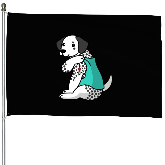 I Love Mom Tattoo Dalmatian House Flags