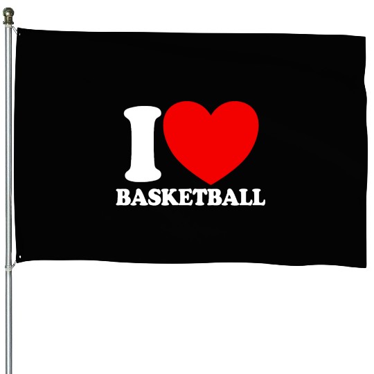 I Love Basketball Red Heart Hoop B-Ball Basketball House Flags