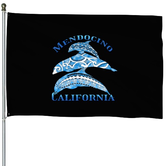 Mendocino California Vacation Tribal Dolphins House Flags