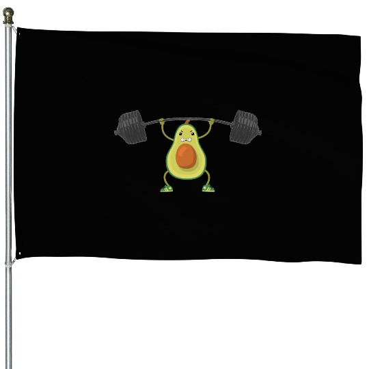 Avocado Gym Workout Vegan Weightlifting Sport Love House Flags