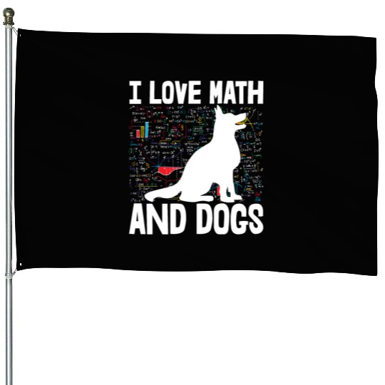 I Love Math & Dogs House Flags