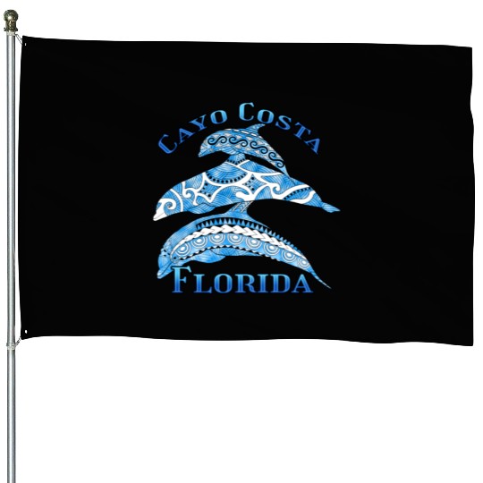 Cayo Costa Florida Vacation Tribal Dolphins House Flags