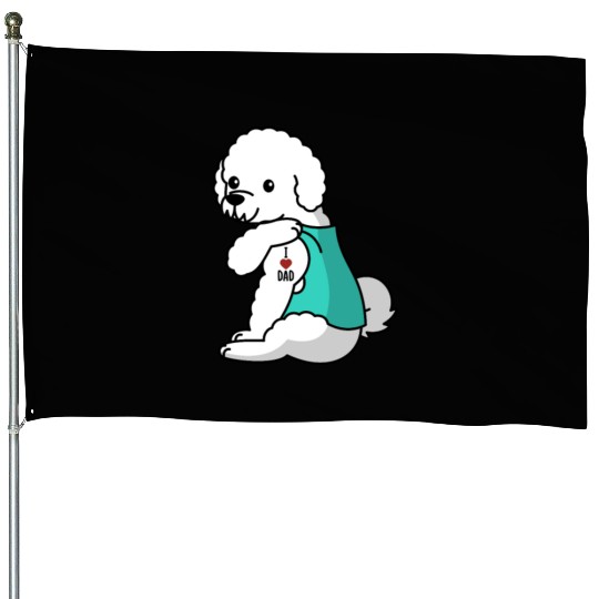 I Love Dad Bichon Frise House Flags