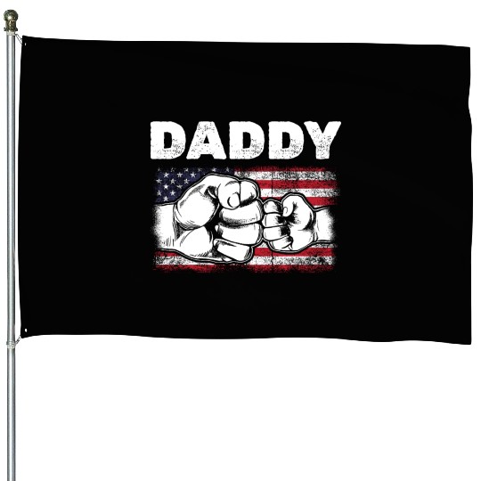 Dad & Son Fist Bump American Daddy US Flag House Flags