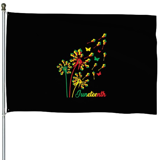 Dandelion Flower With Flying Fists Juneteenth Cele House Flags