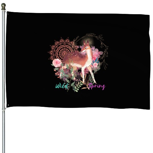 Sweet Deer In Wild Spring - 13 House Flags