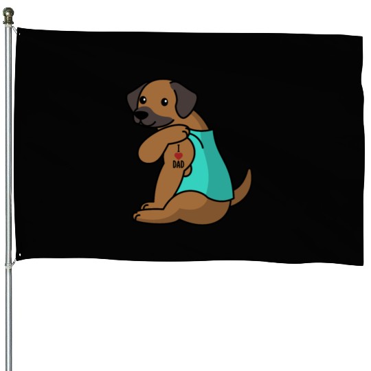 I Love Dad Rhodesian Ridgeback House Flags