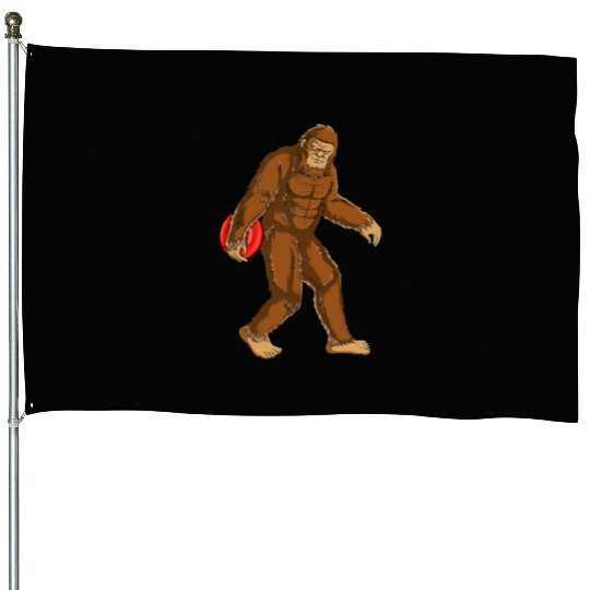 Funny Bigfoot Sasquatch Disc Golf Player Gift House Flags
