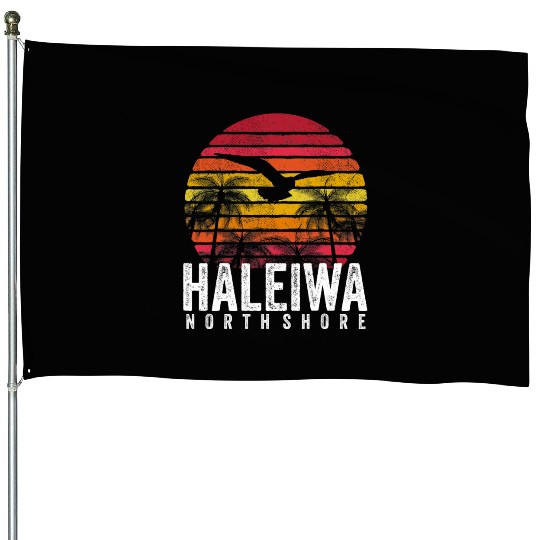 Haleiwa Hawaii HI North Shore Sunset Surf Surfing House Flags