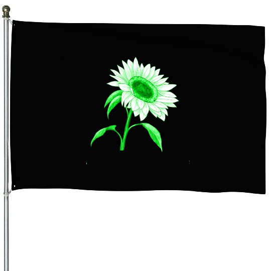Green sunflower House Flags