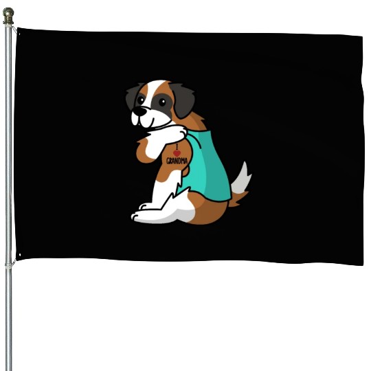 Saint Bernard I Love Grandma House Flags