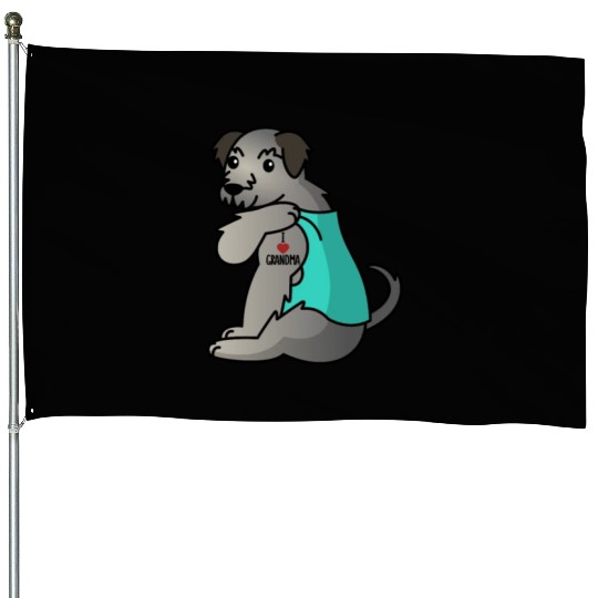 Irish Wolfhound I Love Grandma House Flags