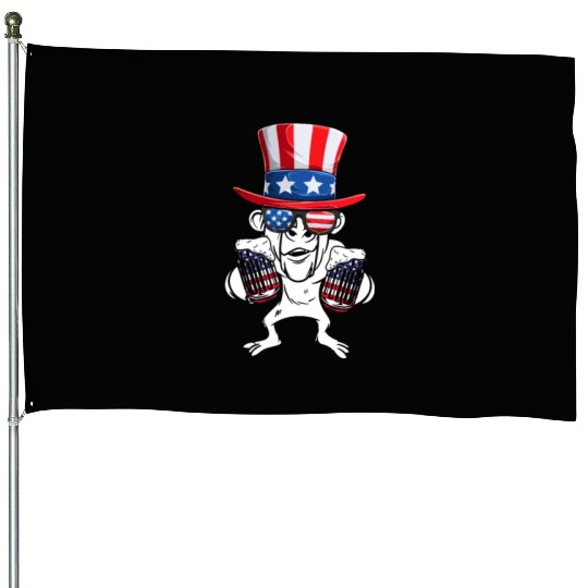 Patriotic Monkey US Flag 4th Of July House Flags