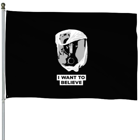 I Want To Believe 001 B-W Skull House Flags