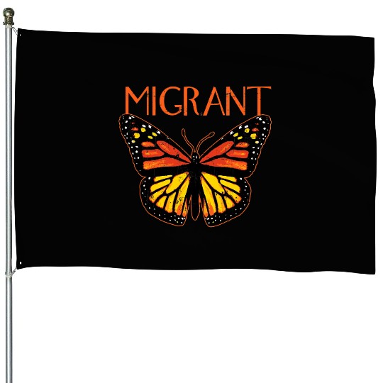 Monarch Butterfly Migration Funny Butterfly Lover House Flags