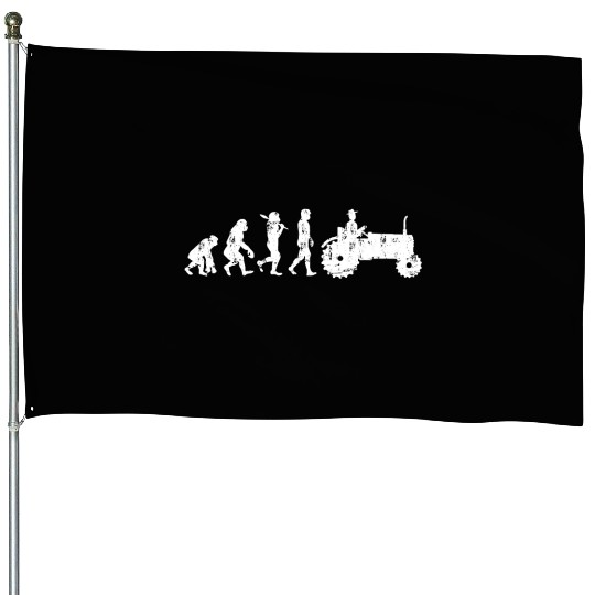 Farmer Evolution Gift Tractor Tractor House Flags