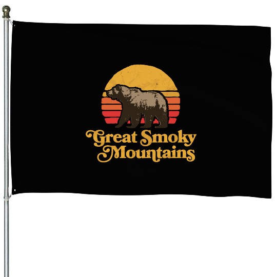 Retro Great Smoky Mountains Park Bear House Flags