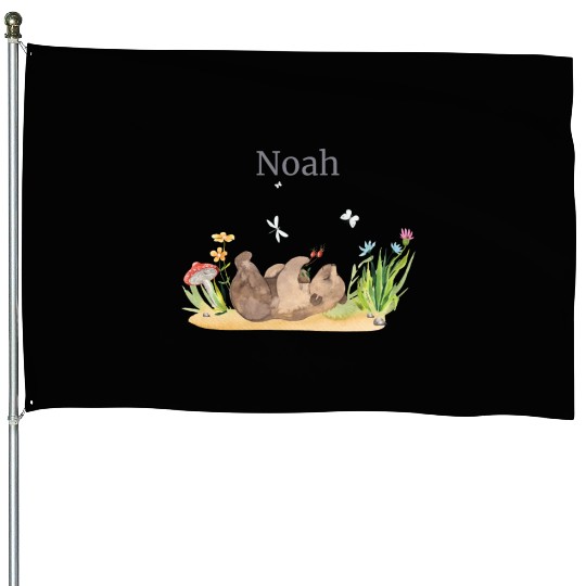 Forest Animal Bear Flowers Name Noah House Flags
